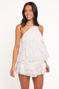 Kit Ruffled Skort Set - White Polka Dot
