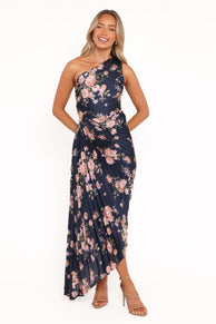 Kleo One Shoulder Maxi Dress - Navy Floral