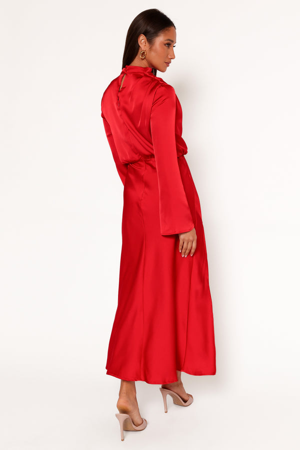 Kristyn Long Sleeve Midi Dress - Red