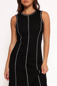 Kyrie Midi Dress - Black White