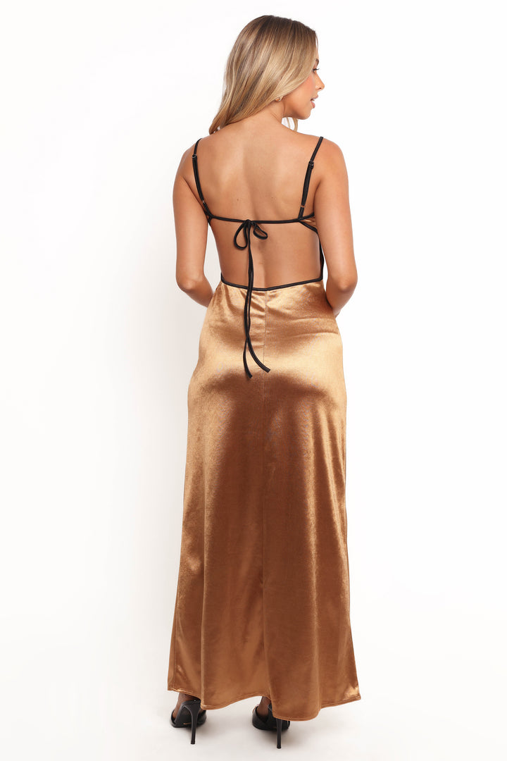 Shop Formal Dress - Lael Maxi Dress - Gold/Black third image