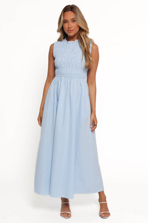 Lanna Maxi Dress - Blue Gingham