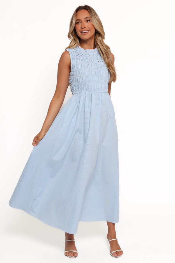 Lanna Maxi Dress - Blue Gingham