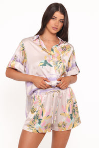 Lara Shorts - Lavender Print