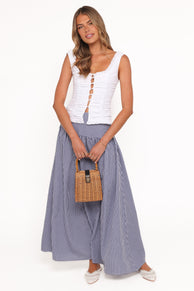 Laurita Maxi Skirt - Navy Gingham