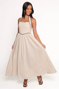 Lee Maxi Halterneck Dress - Oatmeal