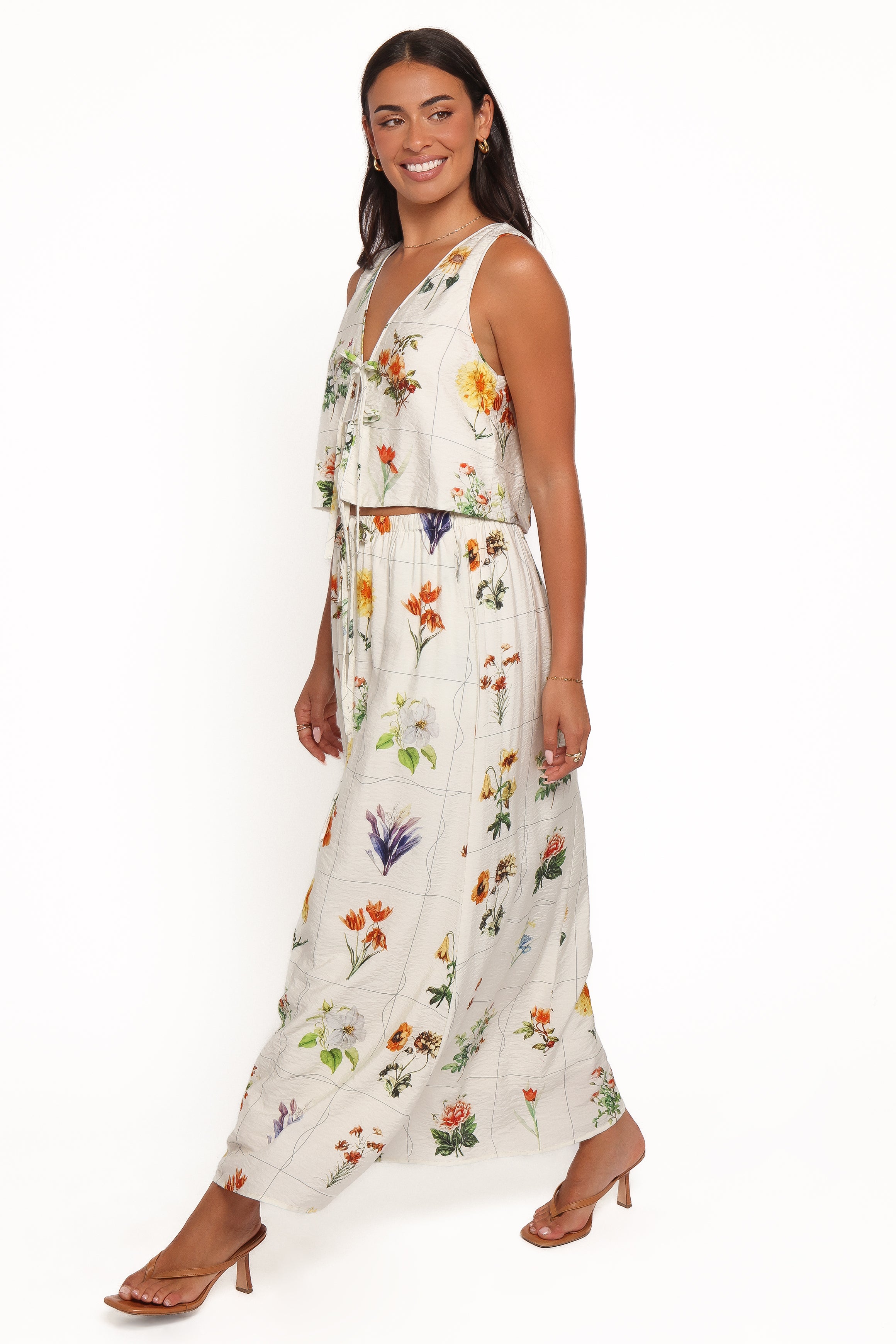 Leila Maxi Skirt Set - White Floral