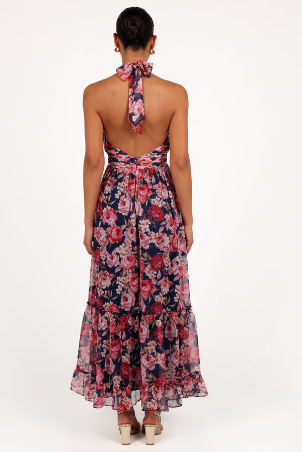 Lennon Halterneck Maxi Dress - Navy Floral