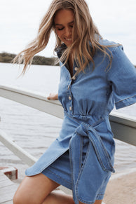 Leyton Mini Dress - Denim Chambray
