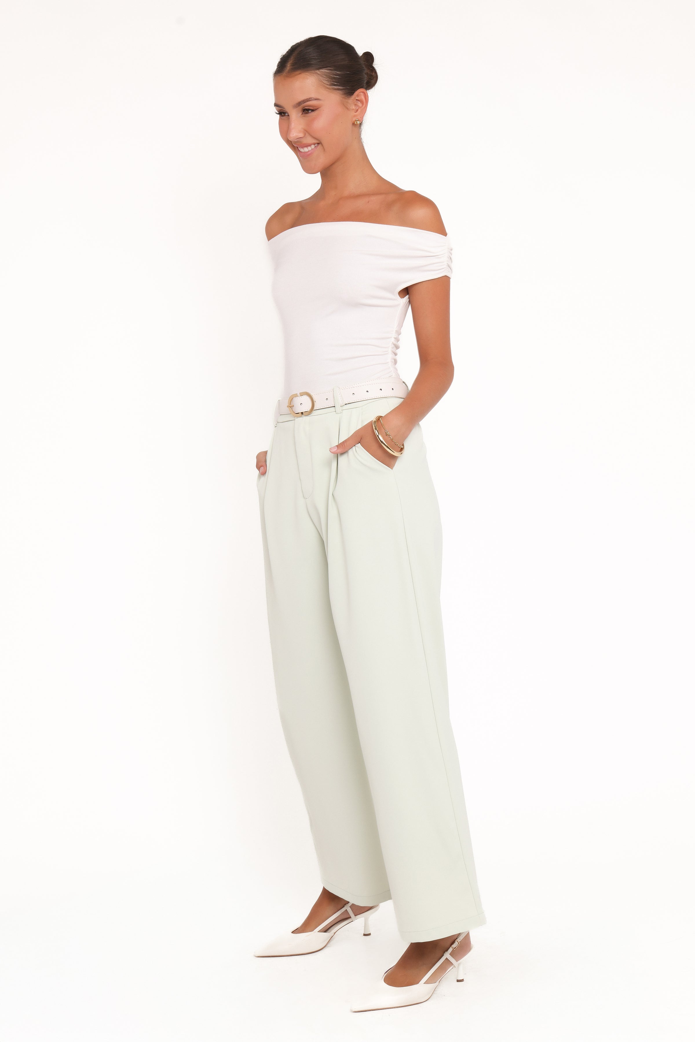 Lia Wide Leg Pant - Sage Green