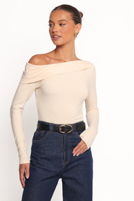 Liah Off Shoulder Knit Top - Cream
