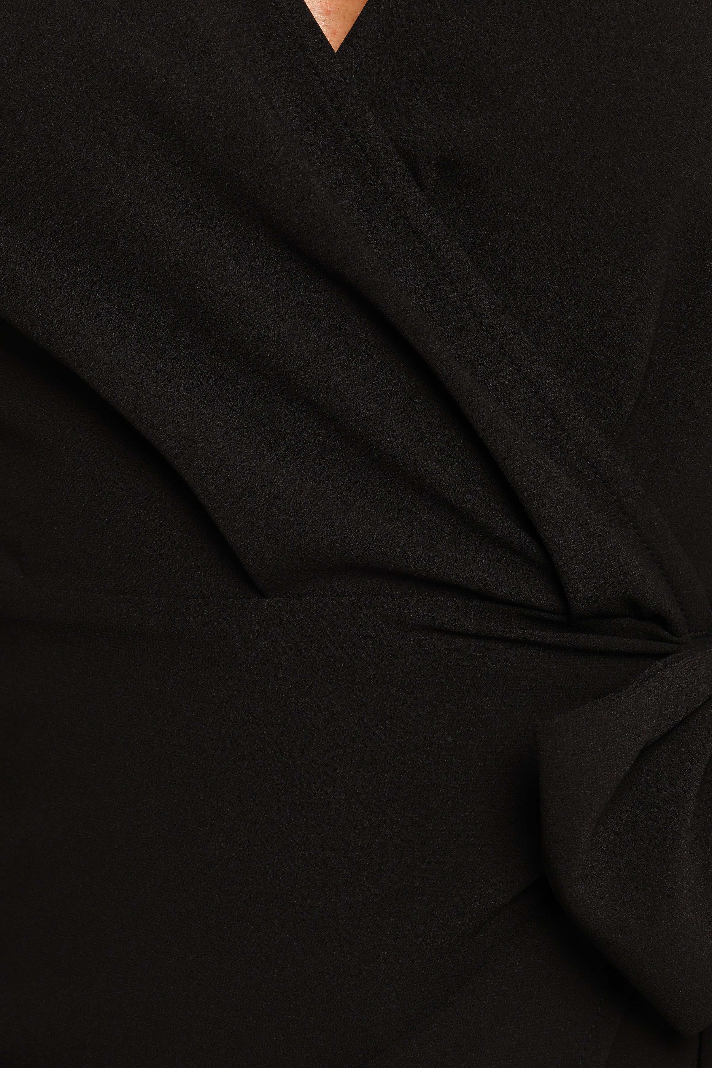 Lilian Long Sleeve Wrap Mini Dress - Black