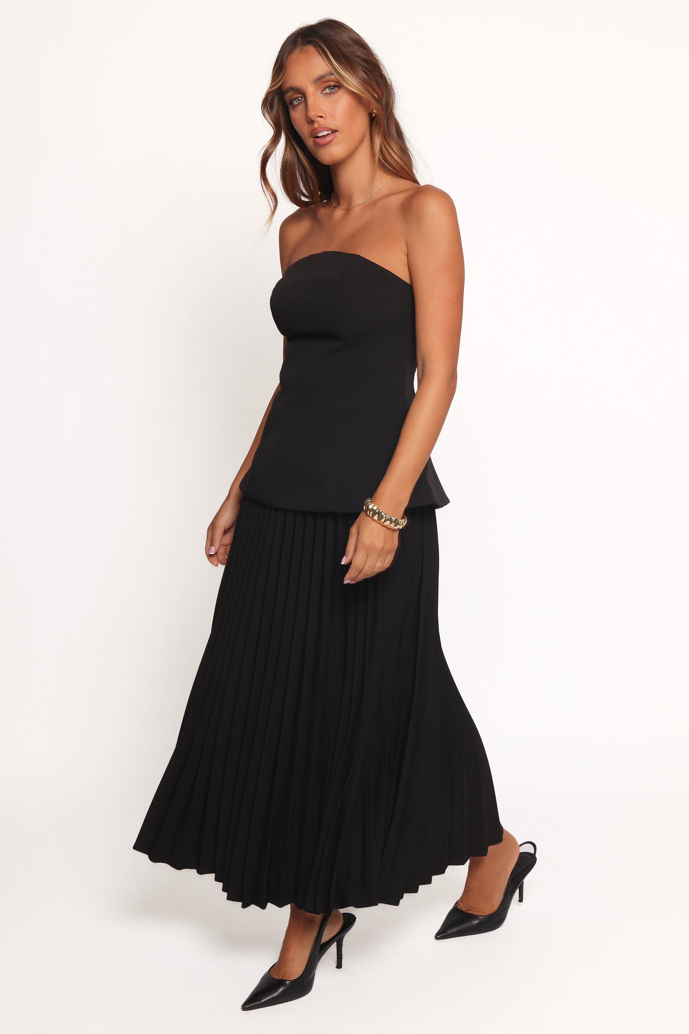 Liliana Pleated Midi Skirt - Black