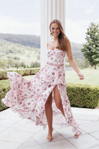 Lillee Tiered Maxi Dress - Pink Bloom