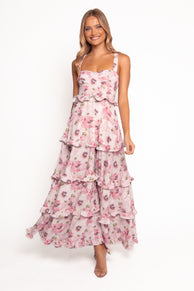 Lillee Tiered Maxi Dress - Pink Bloom