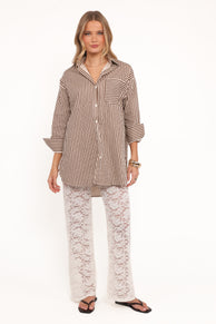 Lindy Lace Pant Set - Brown Cream