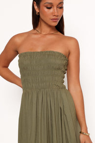 Linsey Strapless Midi Dress - Olive Green