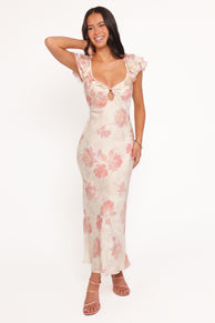 Liona Midi Dress - Cream Floral