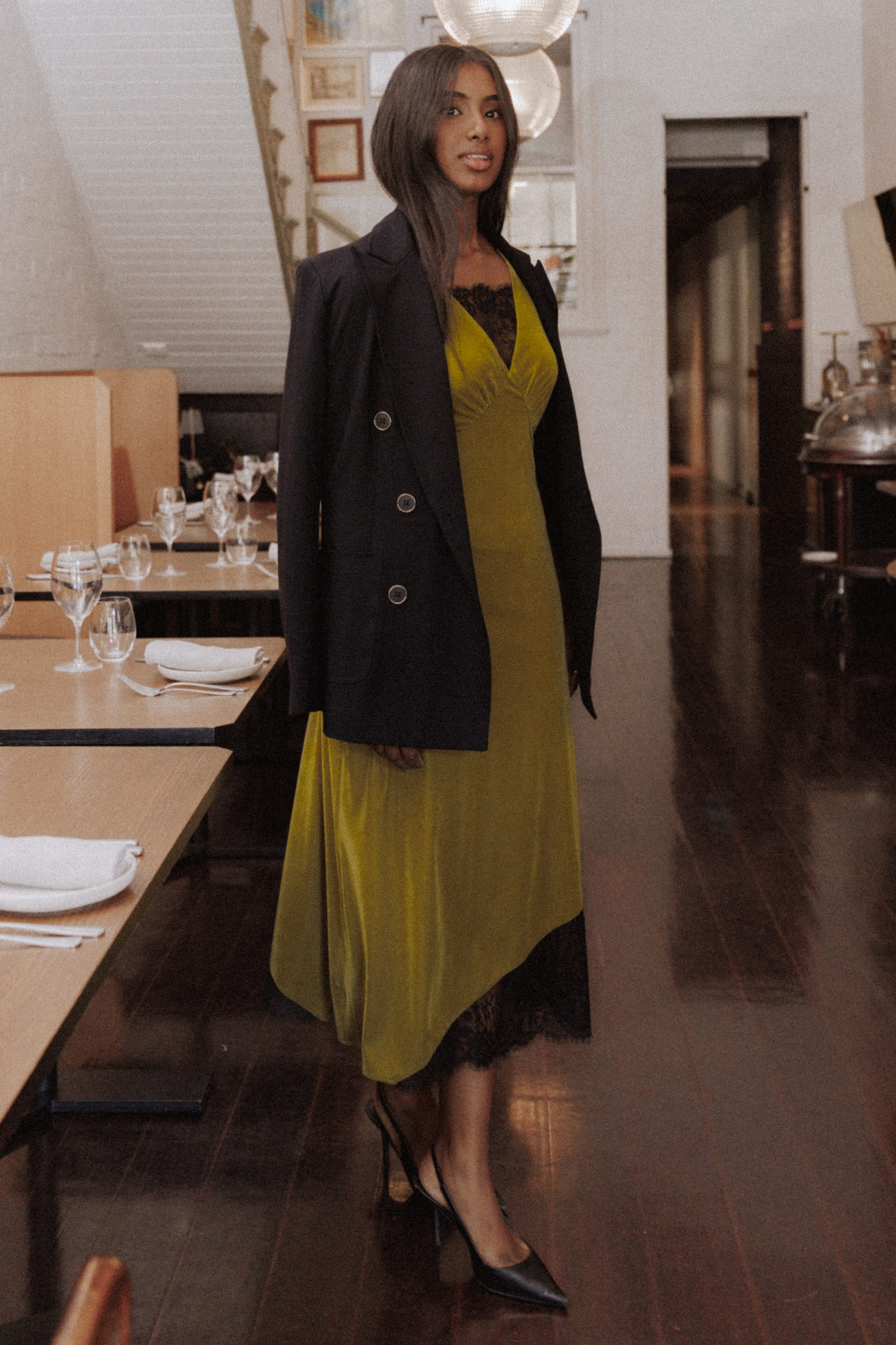 Lucinda Double Breasted Blazer - Black Ponte