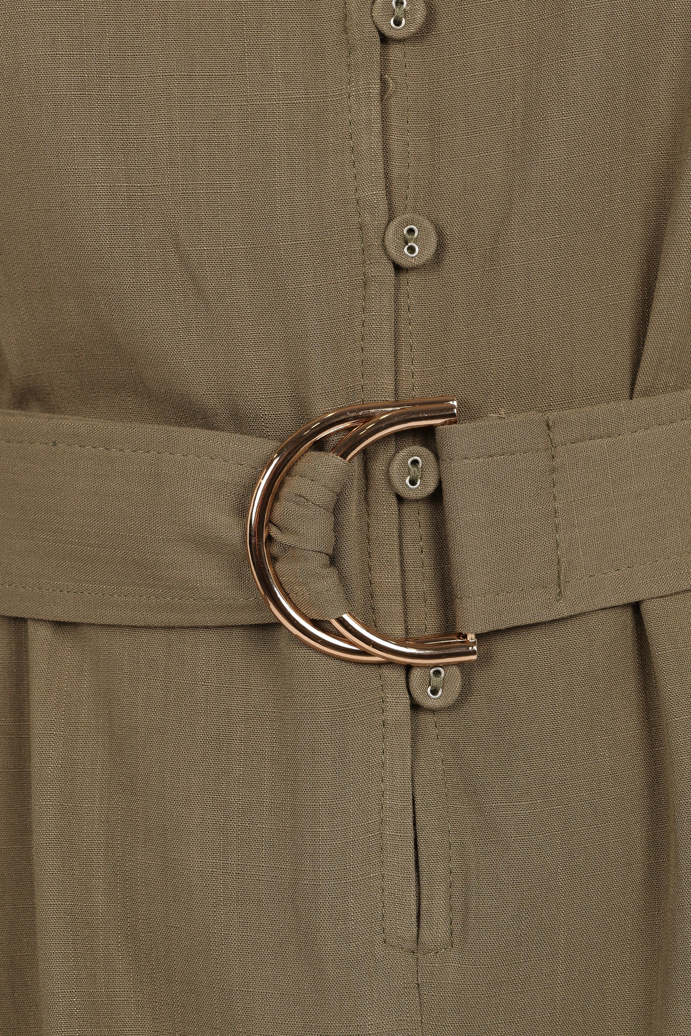 Louise Belted Romper - Khaki