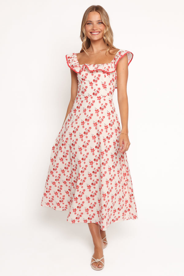 Lucille Maxi Dress - Red Floral