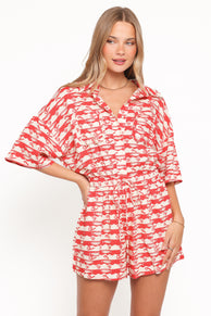 Lucinda Button Front Playsuit - Sardine Print