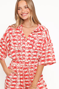 Lucinda Button Front Playsuit - Sardine Print