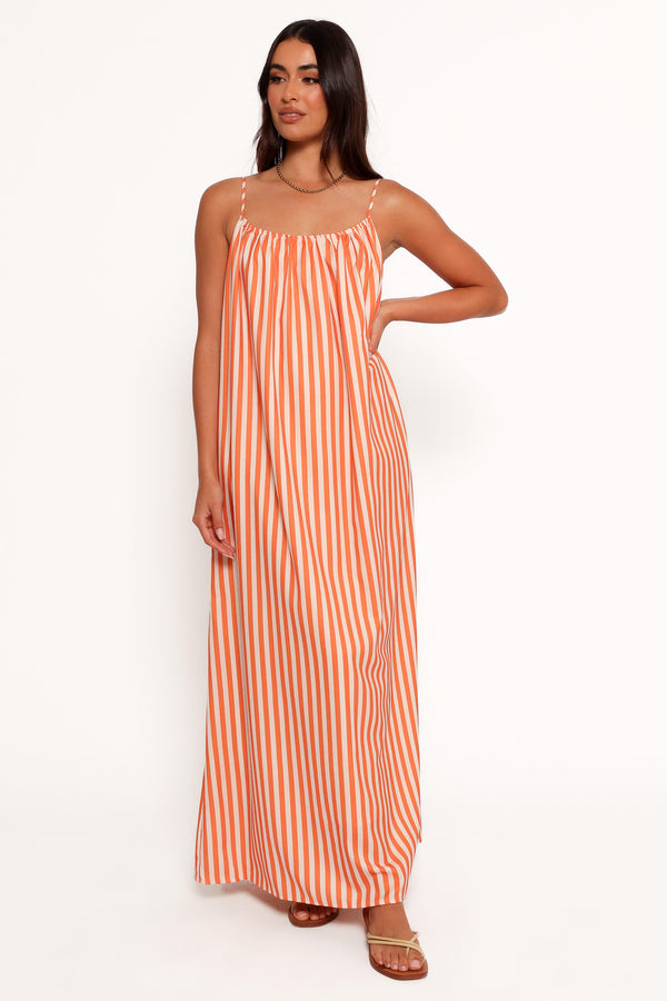 Lumina Maxi Dress - Orange Beige Stripe