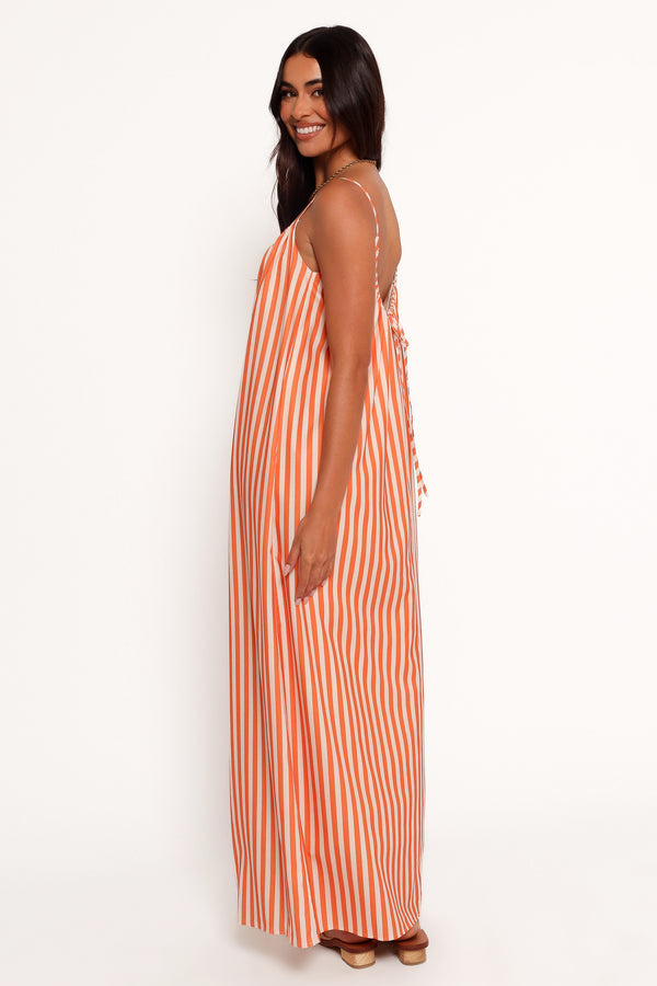 Lumina Maxi Dress - Orange Beige Stripe