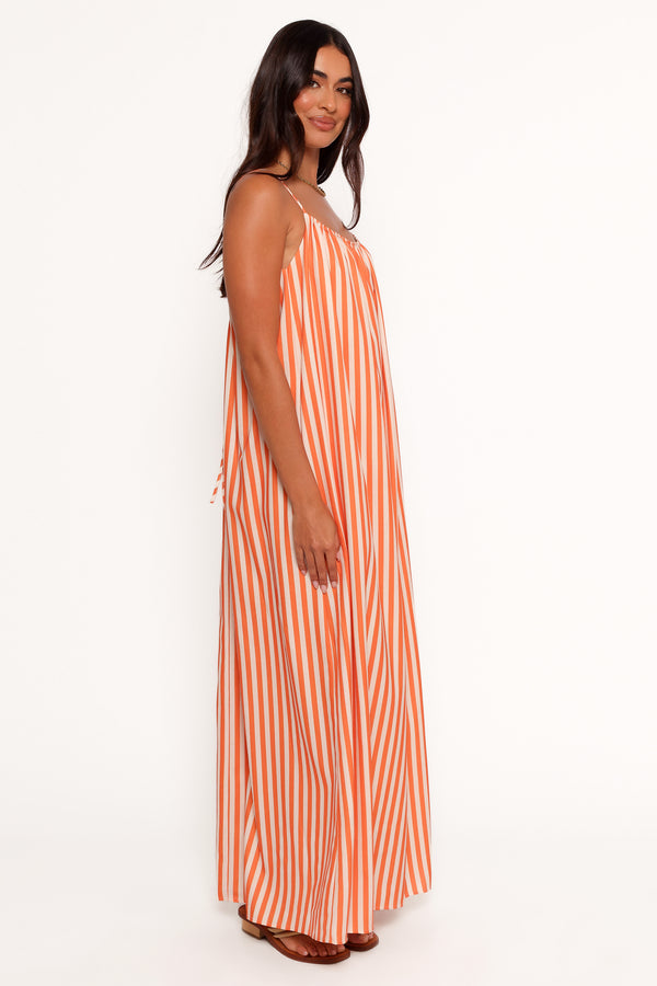 Lumina Maxi Dress - Orange Beige Stripe