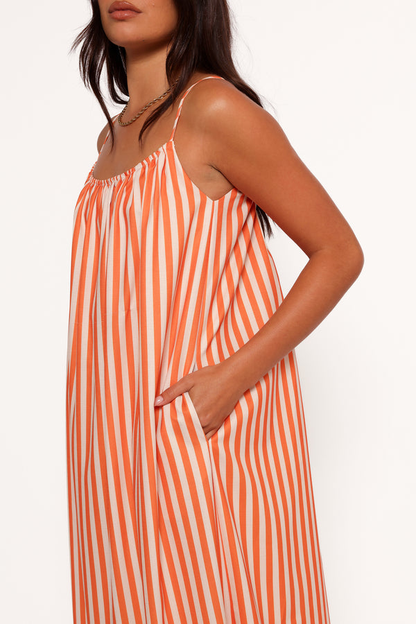 Lumina Maxi Dress - Orange Beige Stripe