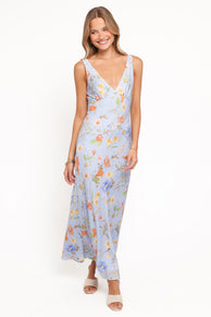 Lunaria Maxi Dress - Blue Floral