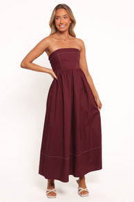Lyanna Strapless Midi Dress - Cherry