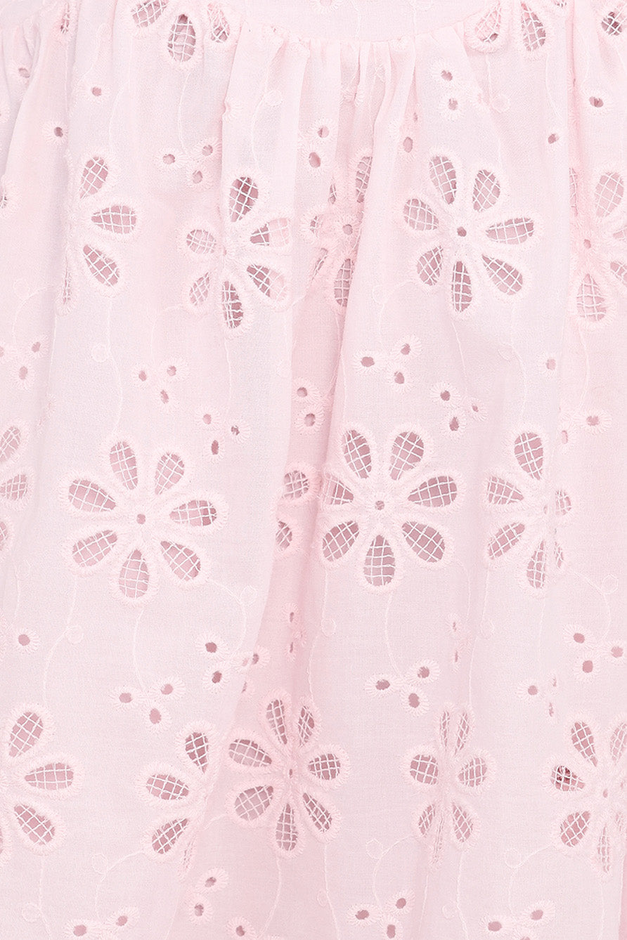 Lynne Mini Dress - Pink Broderie