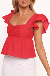 Lyric Ruffle Top - Red