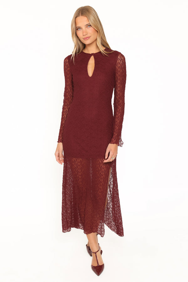 Darlita Lace Maxi Dress - Burgundy