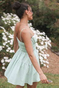 Makayla Mini Dress - Green Stripe