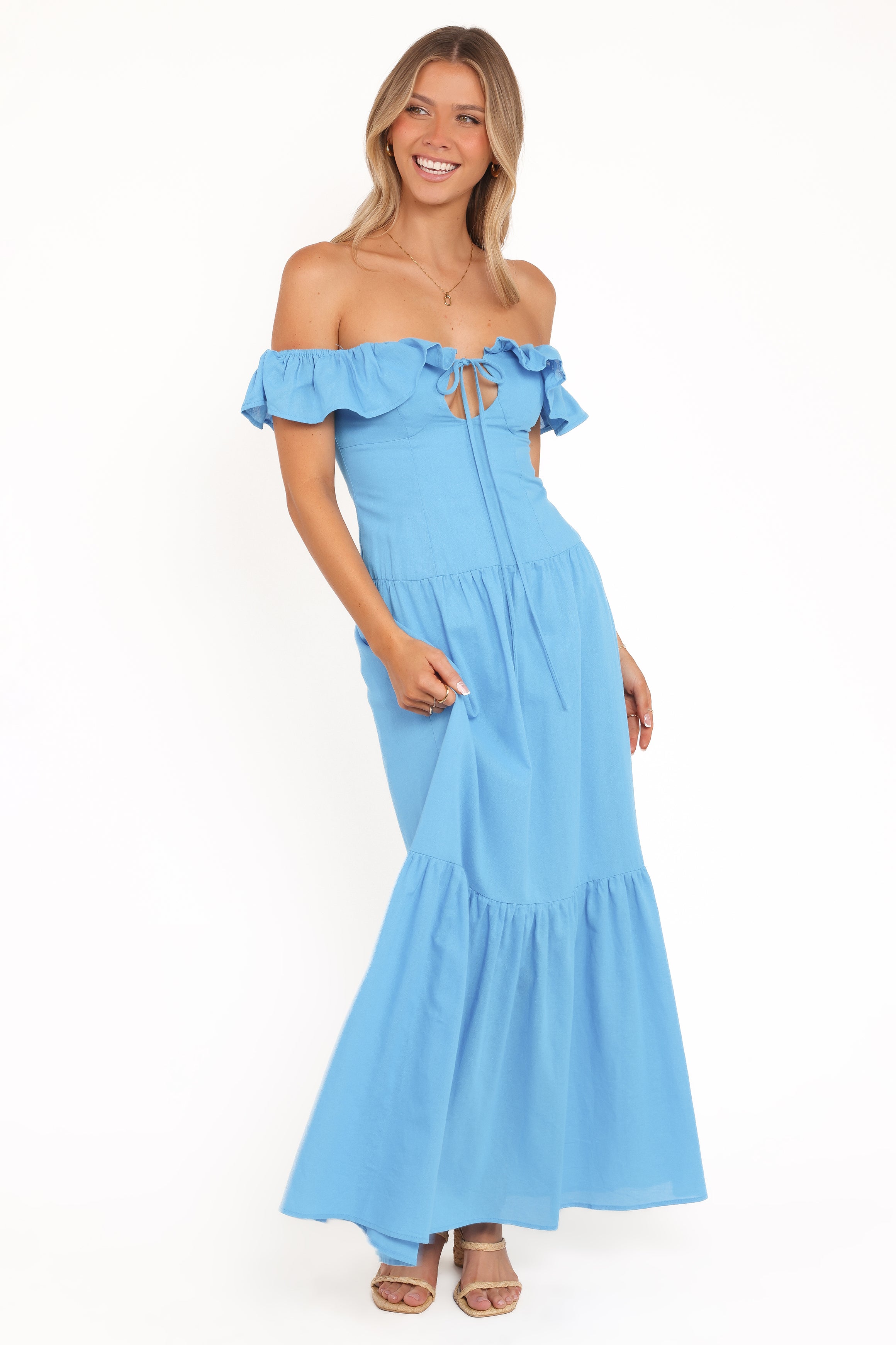 Malta Off Shoulder Maxi Dress - Cobalt