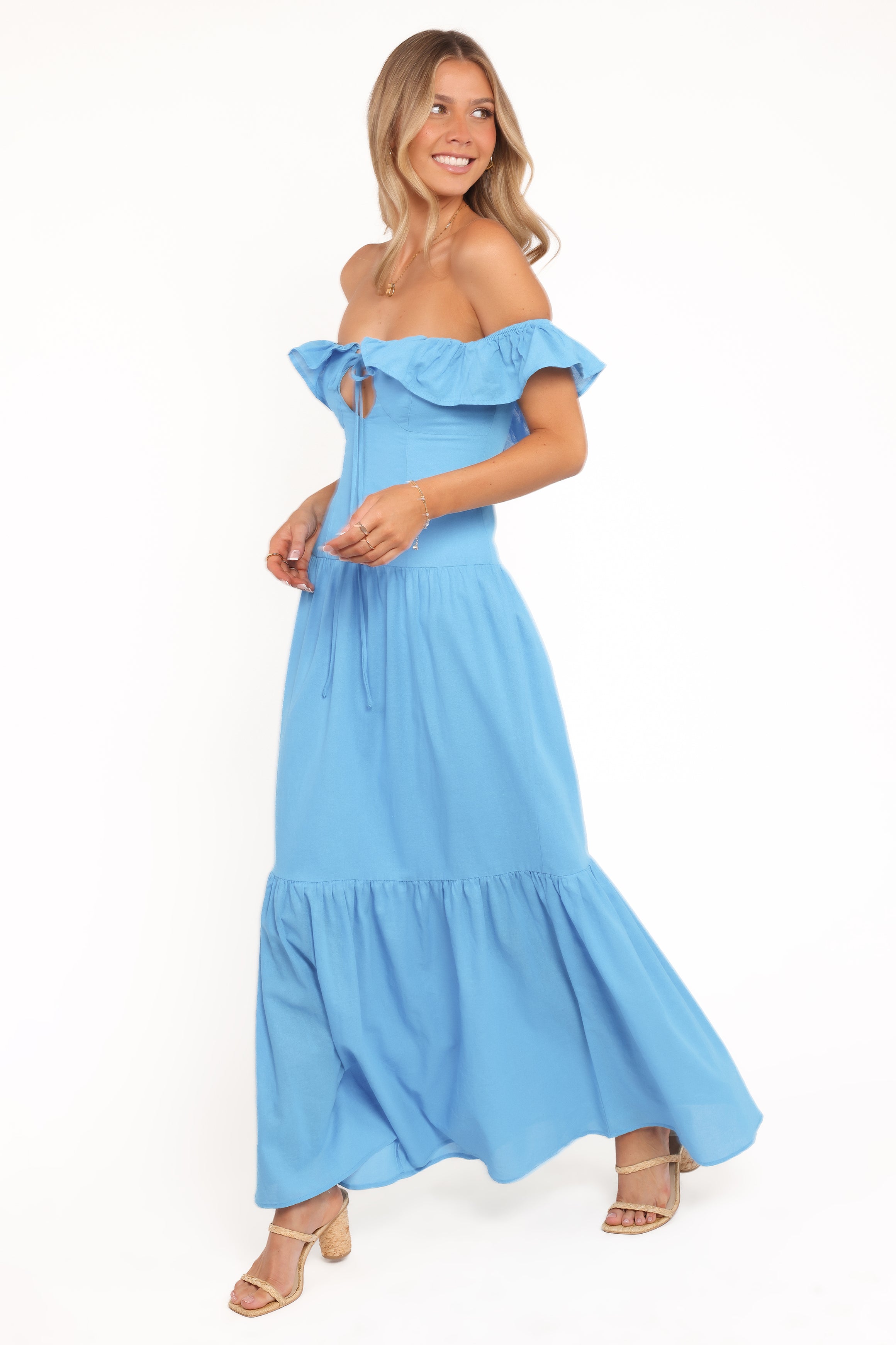 Malta Off Shoulder Maxi Dress - Cobalt