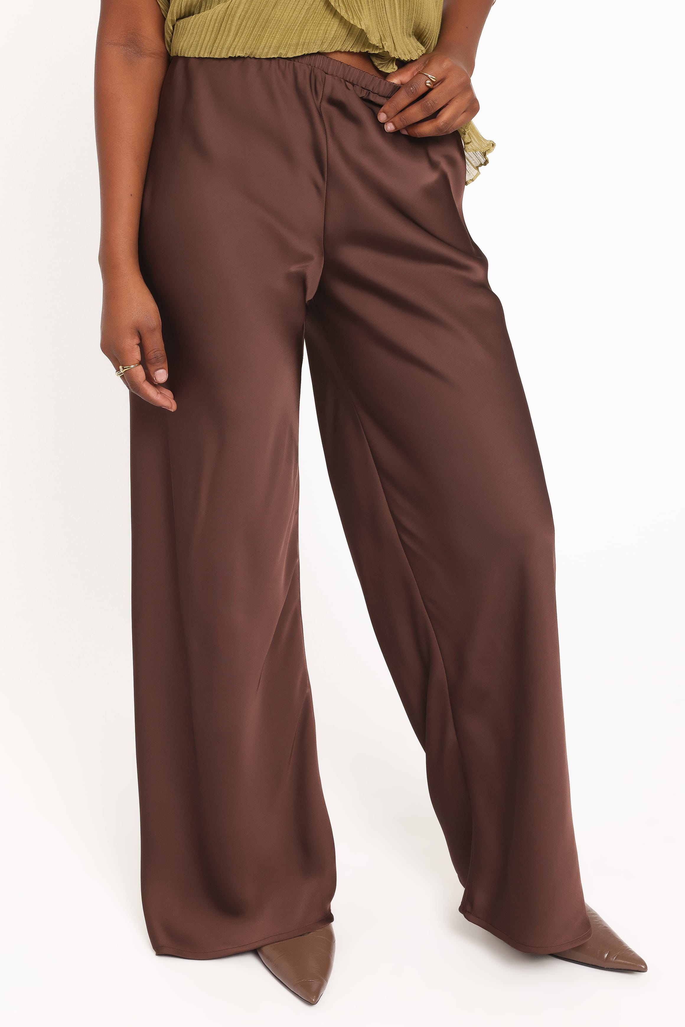 Lainey Satin Pants - Chocolate Brown