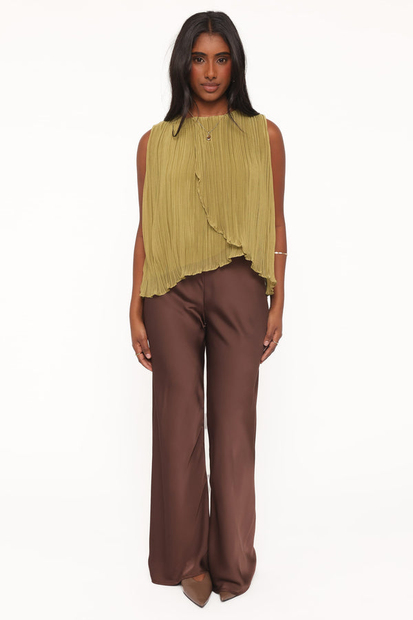 Lainey Satin Pants - Chocolate Brown