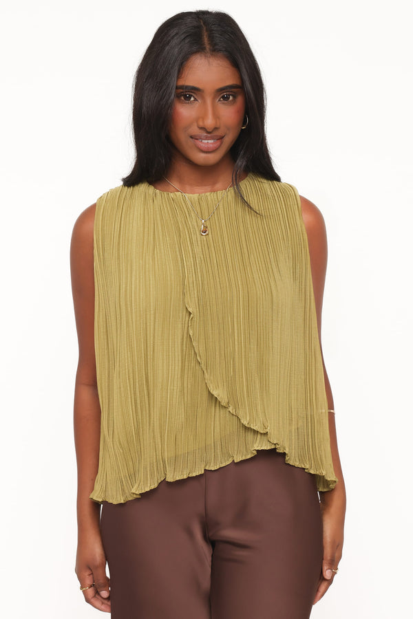 Marcia Plisse Top - Green