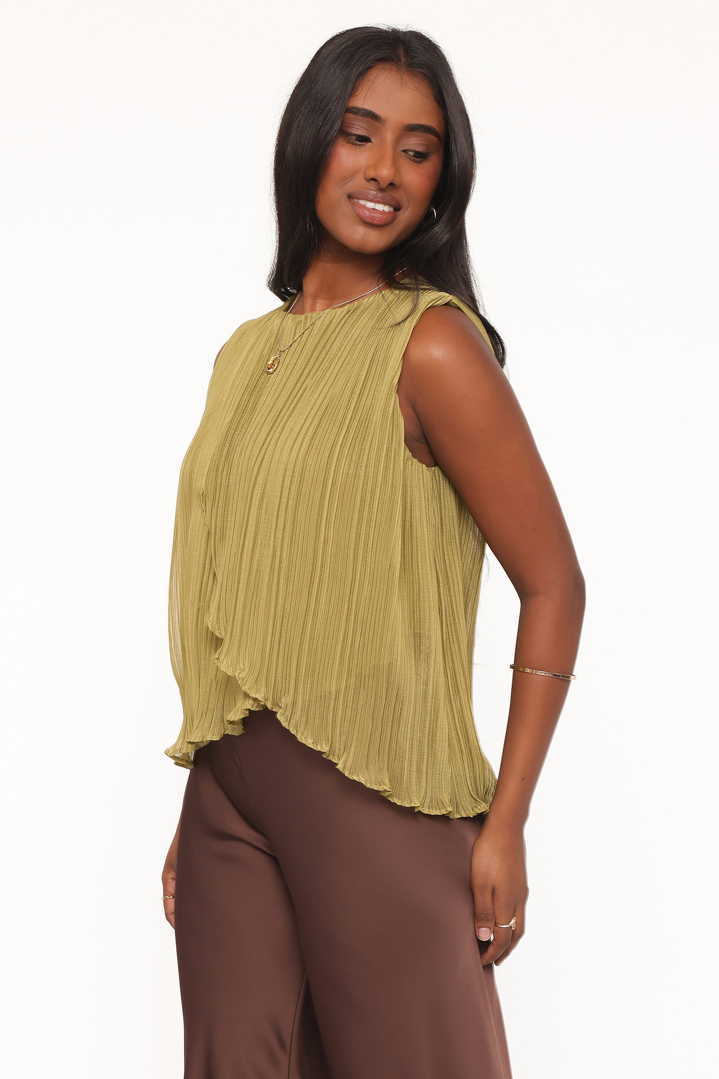 Marcia Plisse Top - Green