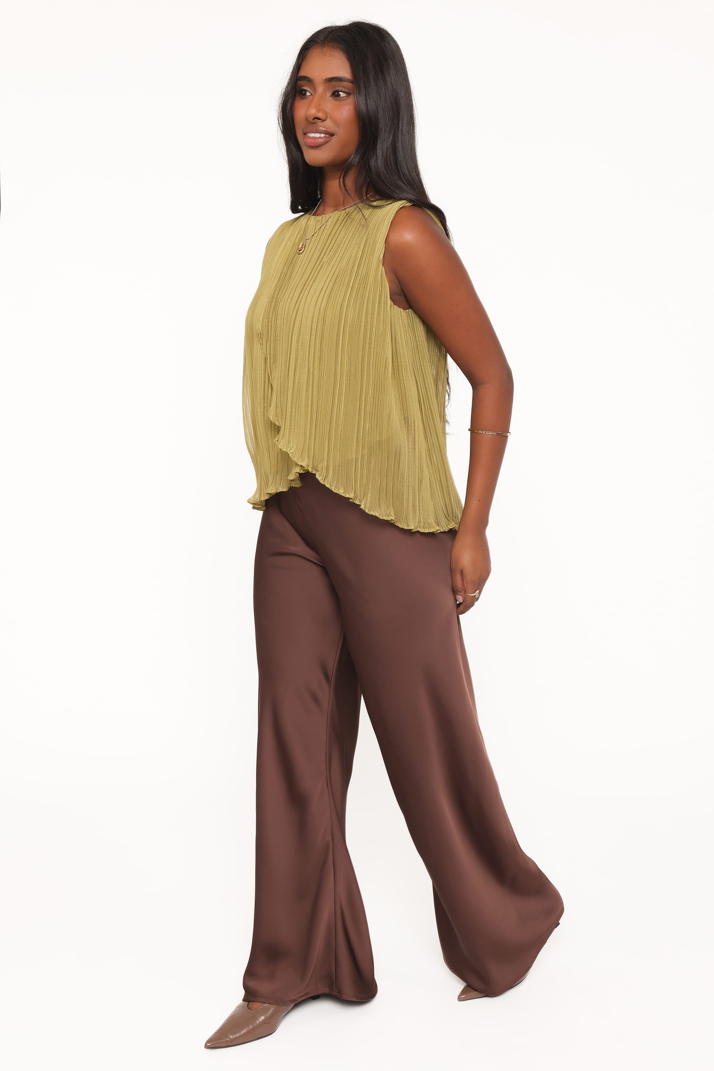 Lainey Satin Pants - Chocolate Brown