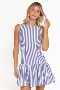 Marella Mini Dress - Blue Stripe
