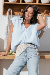 Mariana Knit Vest - Pale Blue