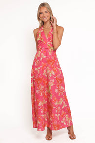 Marie Halterneck Maxi Dress - Pink Floral