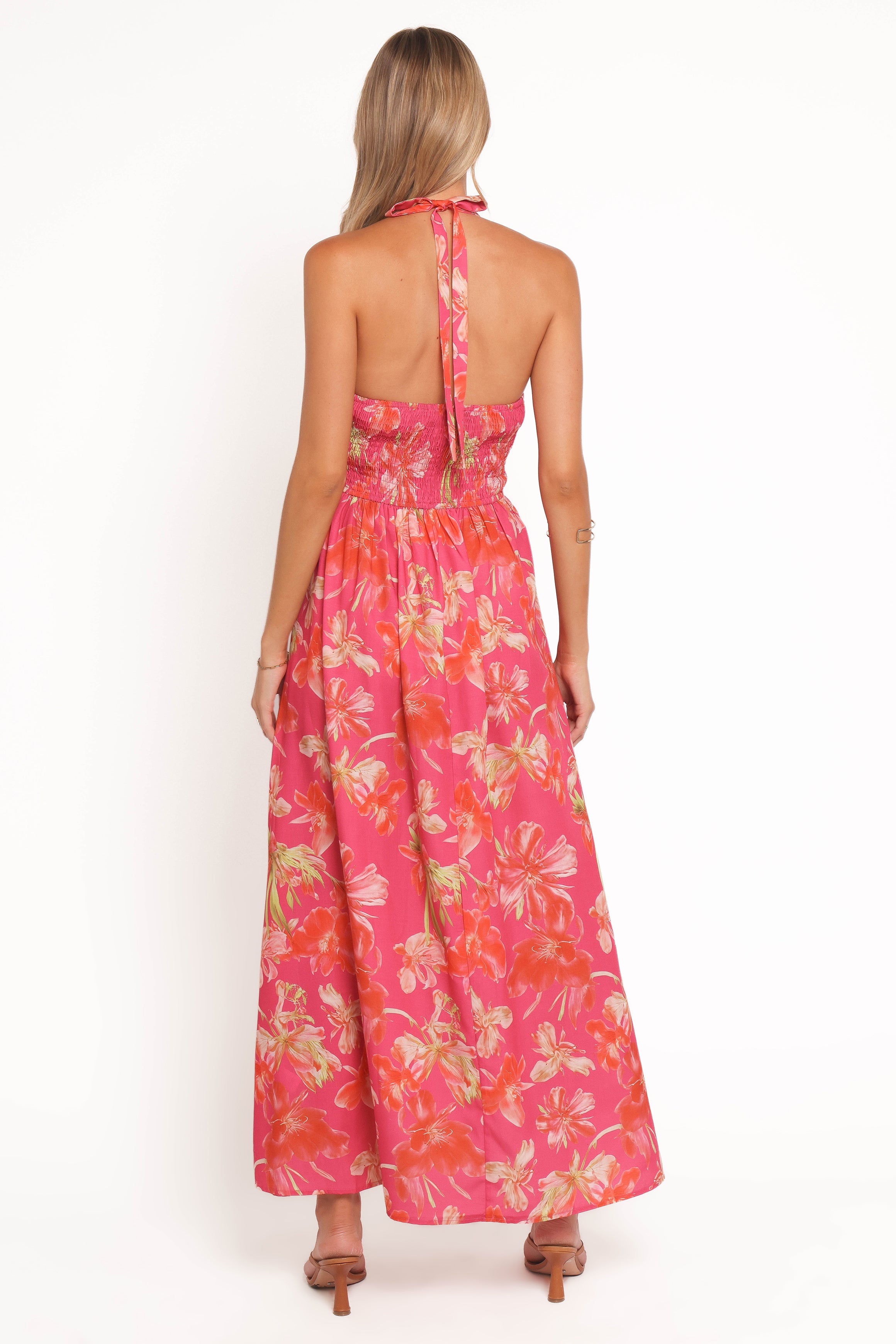 Marie Halterneck Maxi Dress - Pink Floral