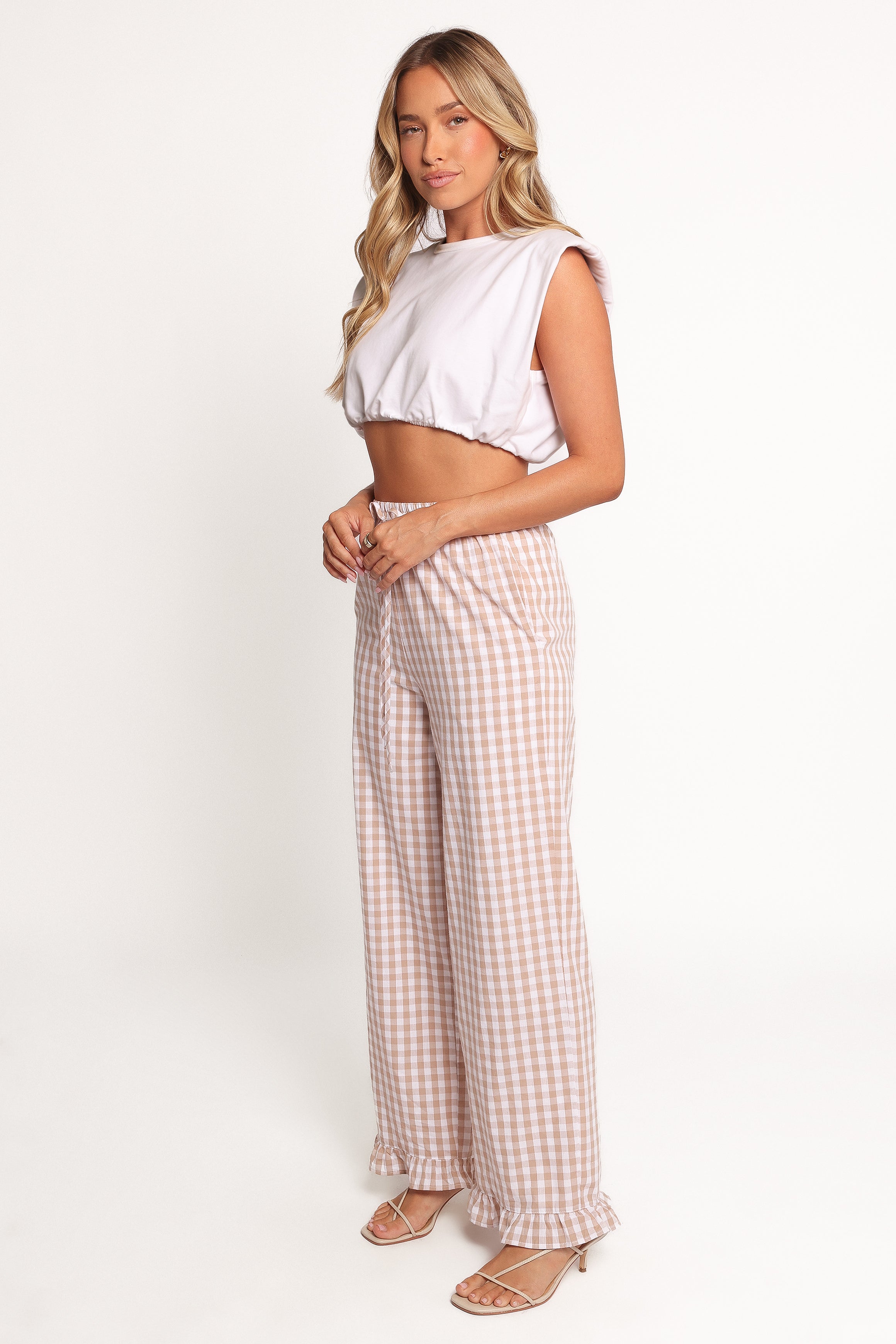 Marina Pant - Beige Gingham
