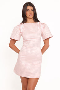 Marlene Mini Dress - Pink Rose Brocade